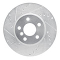 R1 Concepts Brake Rotor Drilled and Slotted Silver Fits Mini Cooper