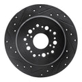 R1 92-00 Lexus LS400 Rear Left Drilled & Slotted Black Brake Rotor