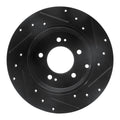 R1 05-20 Hyundai Azera Rear Left Drilled & Slotted Black Brake Rotor