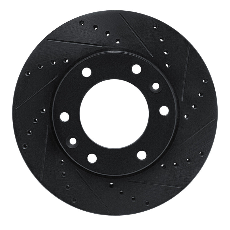 R1 06-14 Hyundai Entourage Front Right Drilled & Slotted Black Brake Rotor
