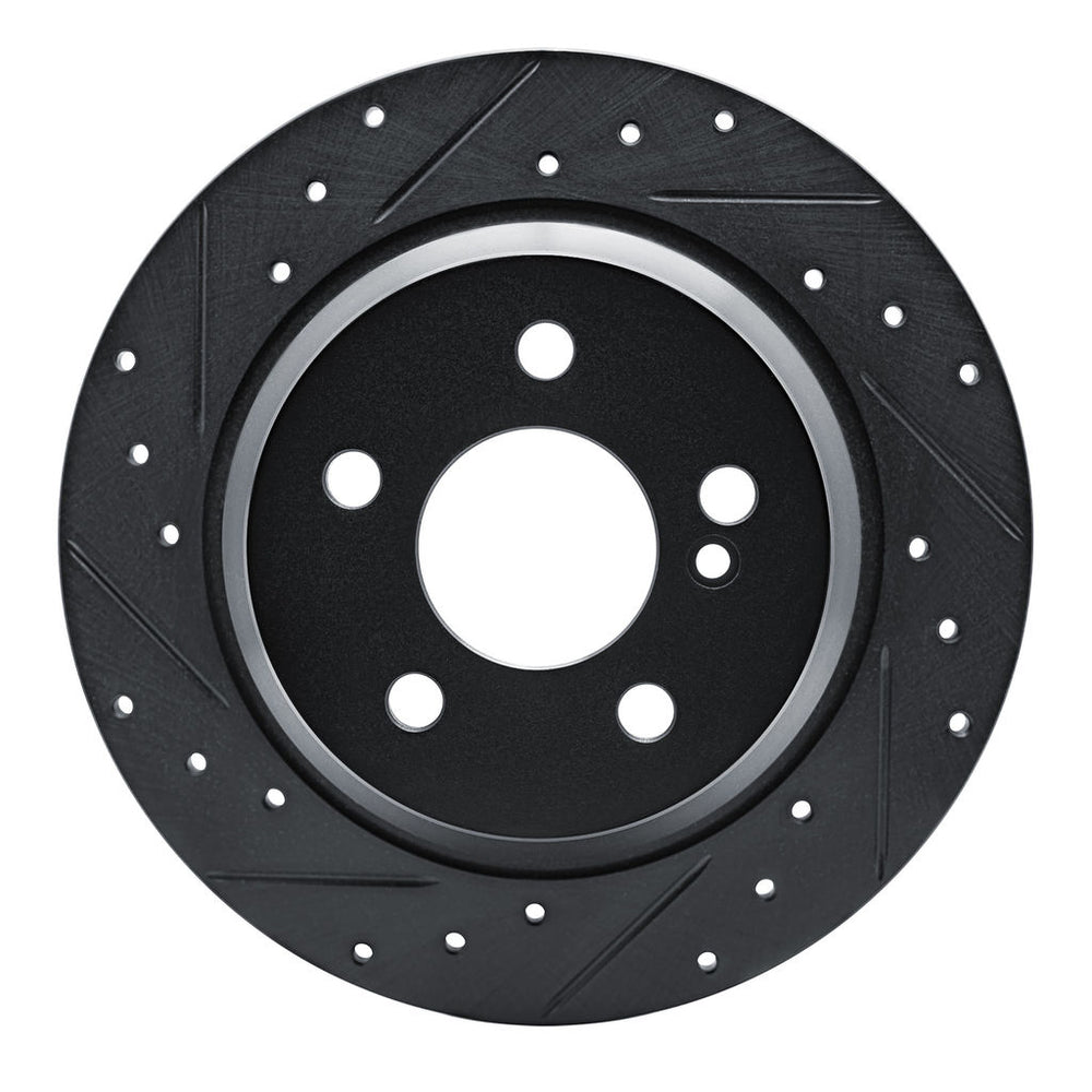 R1 03-06 Mercedes-Benz SL500 Rear Left Drilled & Slotted Black Brake Rotor