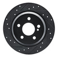 R1 03-06 Mercedes-Benz SL500 Rear Left Drilled & Slotted Black Brake Rotor