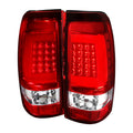 LED BAR TAIL LIGHTS-CHROME HOUSING/RED LENS-WHITE BAR