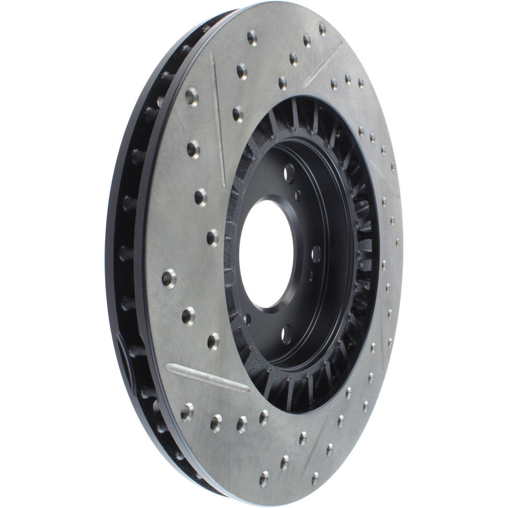 R1 75-93 Dodge W250 Front Left Drilled & Slotted Black Brake Rotor