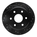 R1 99-07 Chevrolet Suburban 1500 Rear Right Drilled & Slotted Black Brake Rotor