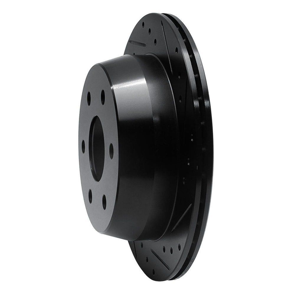 R1 99-07 Chevrolet Suburban 1500 Rear Right Drilled & Slotted Black Brake Rotor
