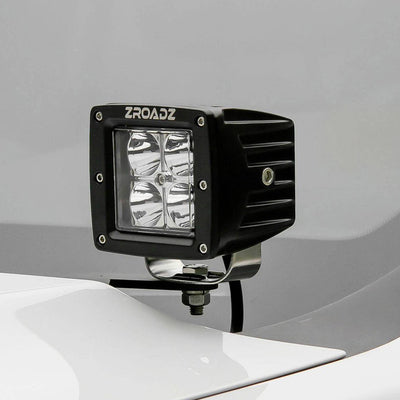 ~(4 lbs. 18X8X3)~ 2011-2016 FORD F250/F350: Hood Hinges LED Light Bar Mounts - By A Pillar - for mounting Two 3 IN Zroadz Cube Pod Work Lights or Similar Style Light - Bolts On to Hood Hinges - Easy Install