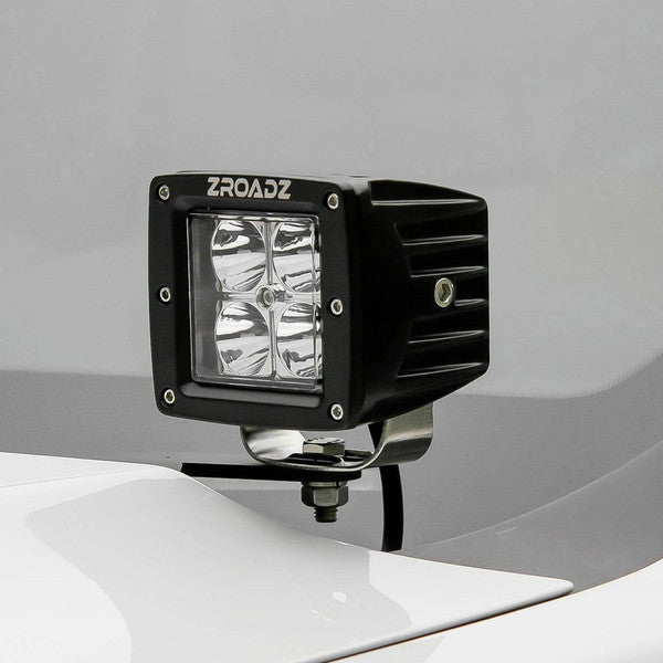 ~(4 lbs. 18X8X3)~ 2011-2016 FORD F250/F350: Hood Hinges LED Light Bar Mounts - By A Pillar - for mounting Two 3 IN Zroadz Cube Pod Work Lights or Similar Style Light - Bolts On to Hood Hinges - Easy Install