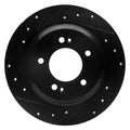 R1 13-25 Hyundai Kona Rear Left Drilled & Slotted Black Brake Rotor
