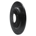 R1 13-25 Hyundai Kona Rear Left Drilled & Slotted Black Brake Rotor