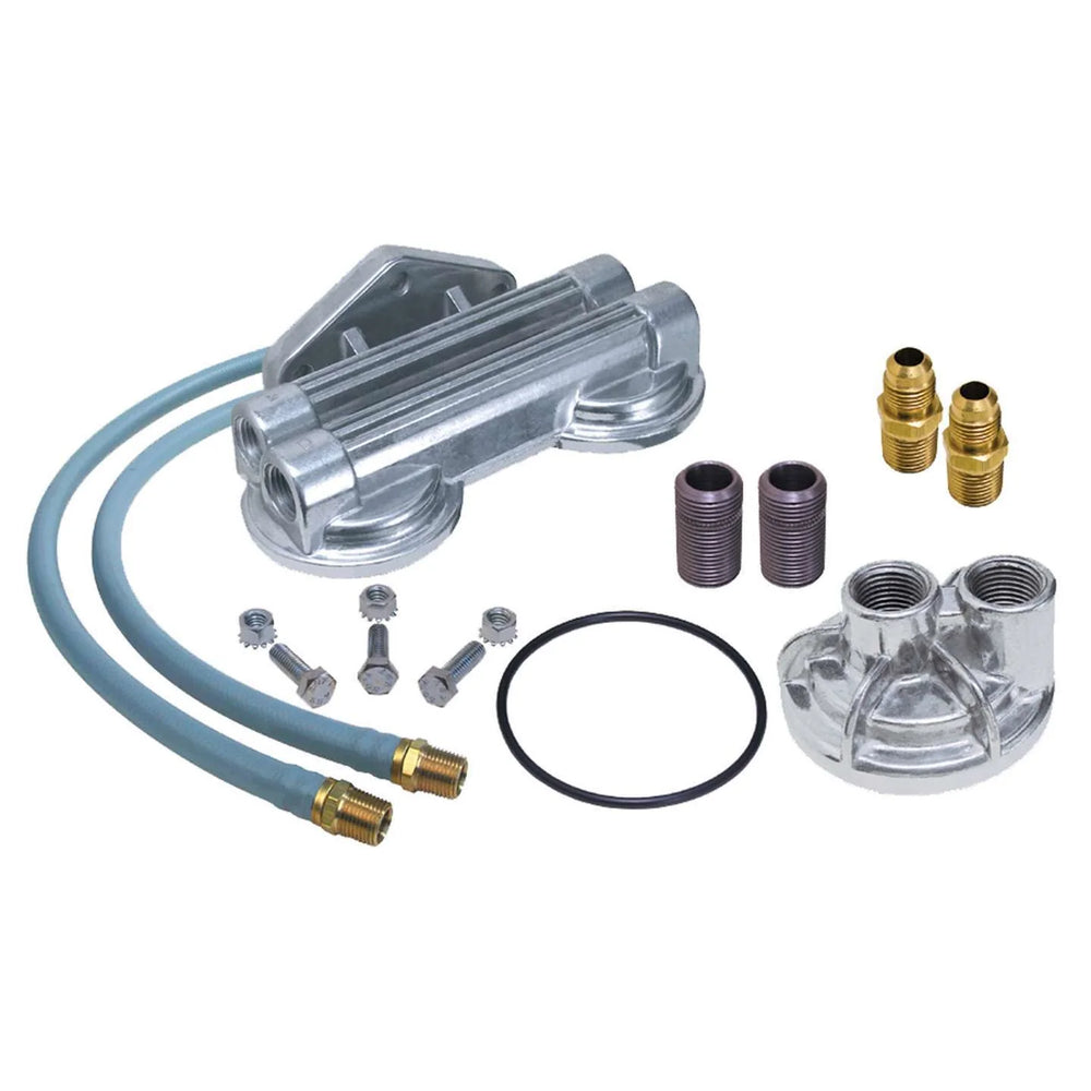 DUAL OIL FILTER RELOCATION KIT;21/2 IN.ID;23/4 IN.OD FILTER FLANGE;18MMX1.5195964 PONTIAC ENGINES