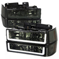 HEADLIGHT BUMPER LIGHT AND CORNER LIGHT COMBO CHROME HOUSING AND SMOKED LENS WITH LED BAR