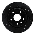 R1 17-25 Chrysler Grand Caravan Rear Left Drilled & Slotted Black Brake Rotor