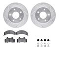 R1 83-90 Buick Electra Front Drilled & Slotted Silver Brake Rotor Set w/Optimum OE Pads and Hardware