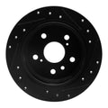 R1 02-08 Lexus ES300 Rear Left Drilled & Slotted Black Brake Rotor