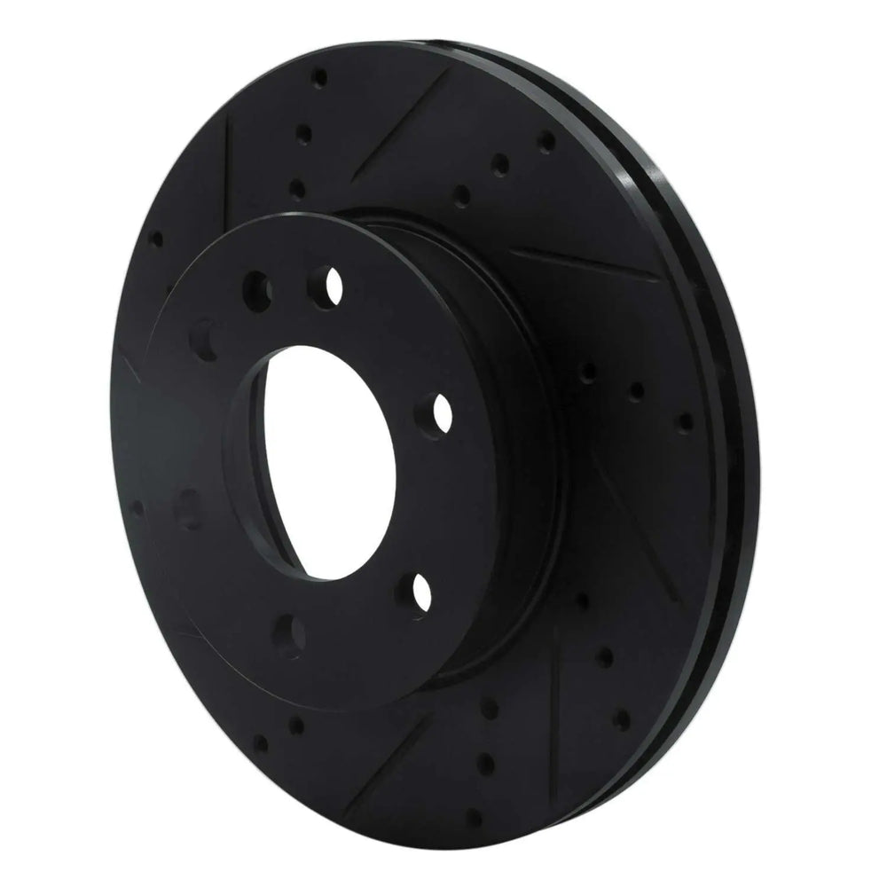 R1 06-25 American Coach Patriot Front Left Drilled & Slotted Black Brake Rotor