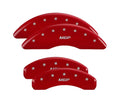 Set Of 4 Caliper Covers Engraved Front And Rear MGP Red Finish Silver Characters 2007-2009 Lincoln Navigator MGP Caliper Covers