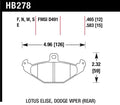 Hawk Lotus Elise 12mm Ht-10 Rear Race Brake Pads