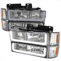 LED BAR HEADLIGHT BUMPER AND CORNER LIGHT COMBO WITH CHROME HOUSING CLEAR LENS