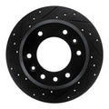 R1 06-14 Hyundai Entourage Rear Left Drilled & Slotted Black Brake Rotor
