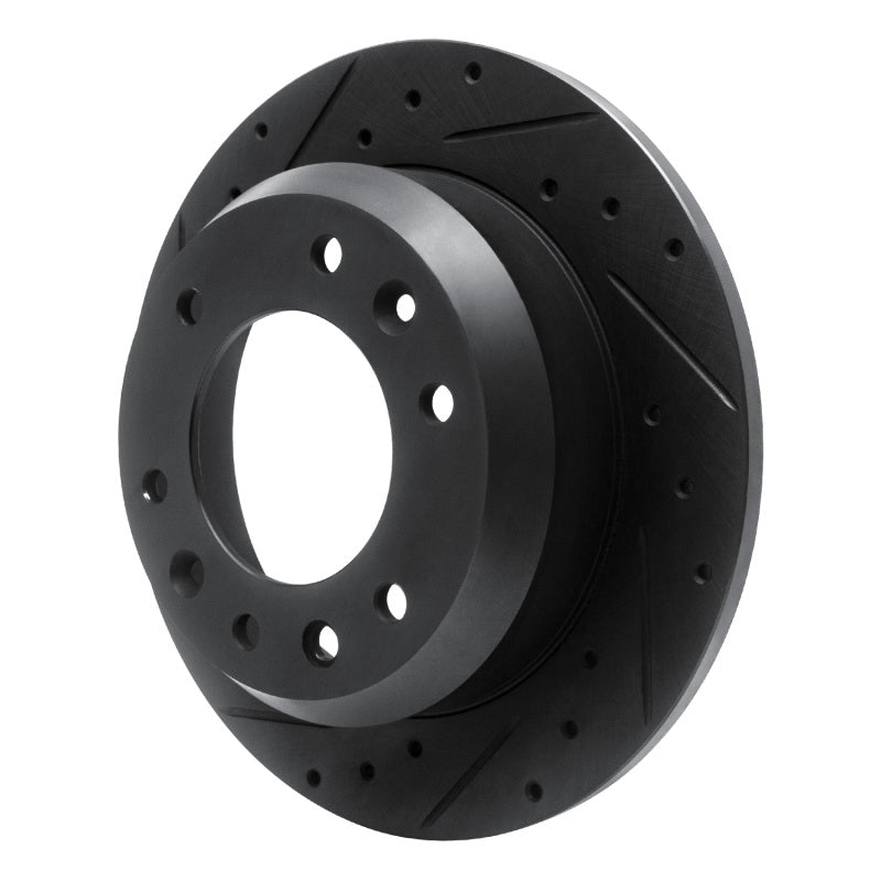 R1 06-14 Hyundai Entourage Rear Left Drilled & Slotted Black Brake Rotor