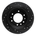 R1 06-14 Hyundai Entourage Rear Left Drilled & Slotted Black Brake Rotor
