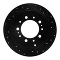 R1 07-22 Lexus LX570 Rear Right Drilled & Slotted Black Brake Rotor