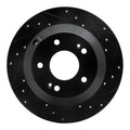 R1 10-21 Hyundai Santa Fe XL Rear Right Drilled & Slotted Black Brake Rotor