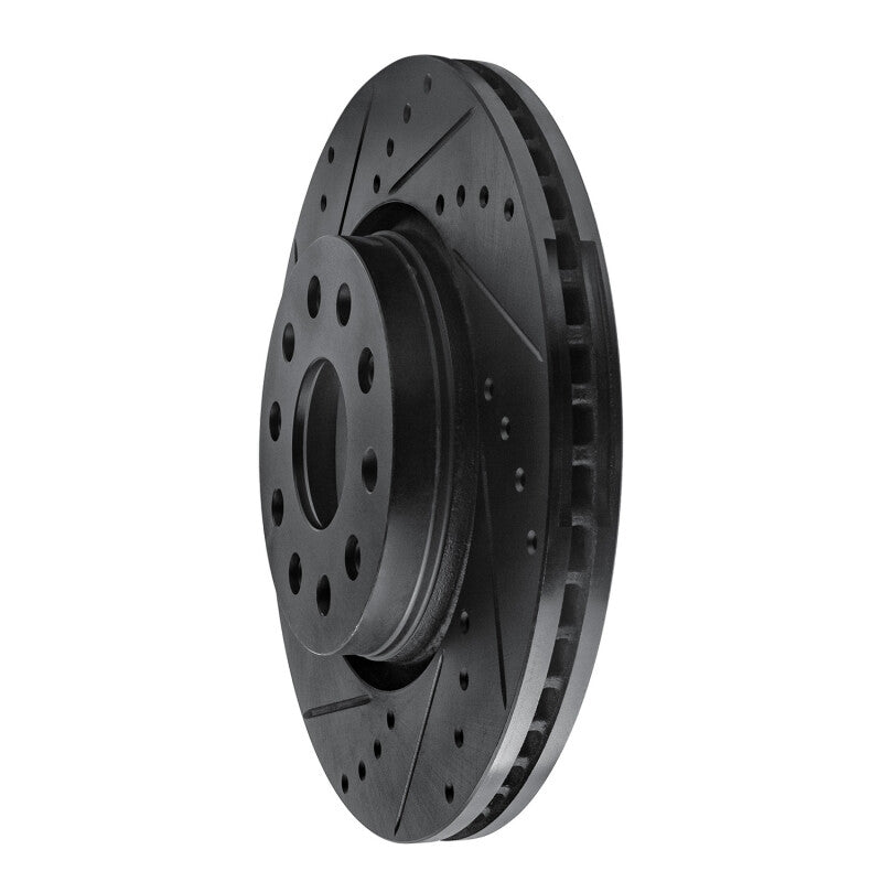 R1 2002-2018 Dodge Sprinter 2500 Rear Left Drilled & Slotted Black Brake Rotor