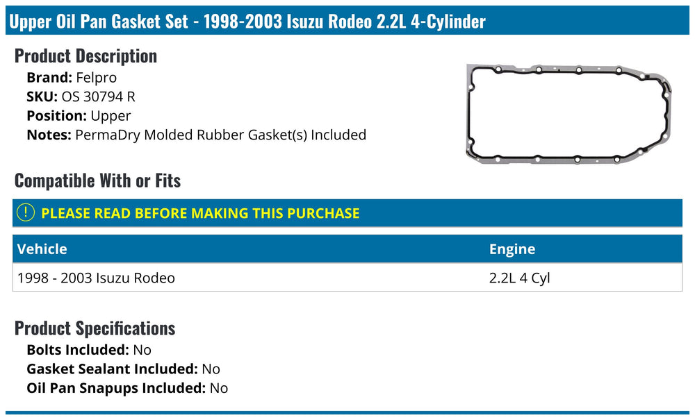 OIL PAN GASKET SET