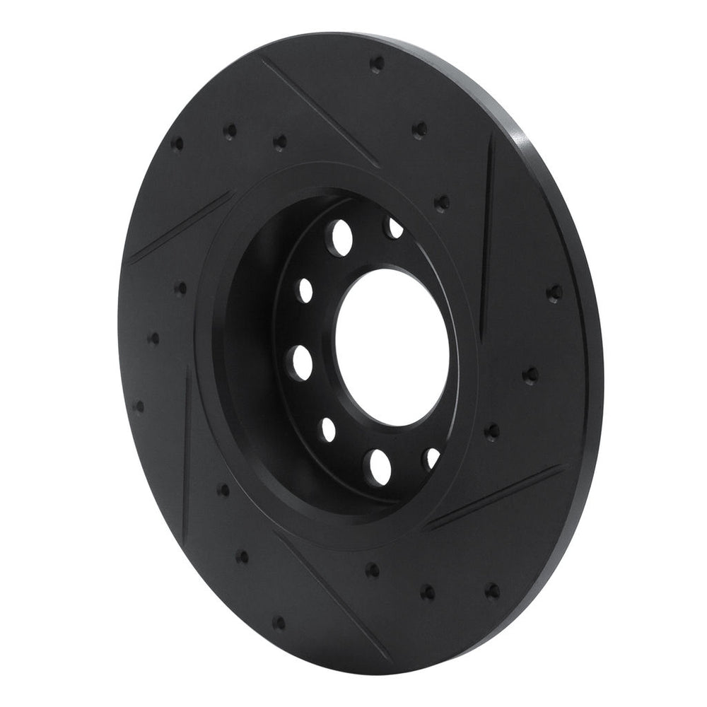 R1 15-25 Alfa Romeo Tonale Rear Left Drilled & Slotted Black Brake Rotor