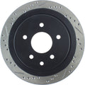 R1 05-25 Infiniti EX37 Rear Right Drilled & Slotted Black Brake Rotor