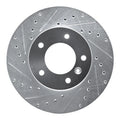R1 86-89 Jaguar XJ12 Front Left Drilled & Slotted Silver Brake Rotor