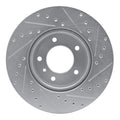 R1 86-89 Jaguar XJ12 Front Left Drilled & Slotted Silver Brake Rotor