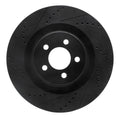 R1 05-23 Chrysler 300 Front Left Drilled & Slotted Black Brake Rotor