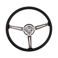 Steering Wheel 3-Spoke w/Horn Button Cap Black Vinyl 1976-1983 CJ5 1976-1986 CJ7 1981-1986 CJ8 Scrambler And 1987-1995 Wrangler YJ OMIX