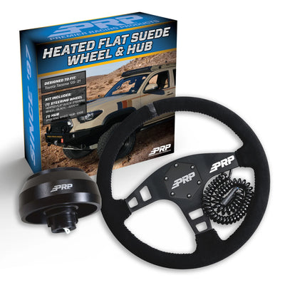 PRP Heated Flat Suede Steering Wheel Kit Black with Adapter Hub for Toyota Lexus Scion and Subaru KG160H-05