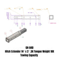 GEN-Y Hitch Hitch Extender 14" X 2" .5K Tw 10K Towing - GH-040