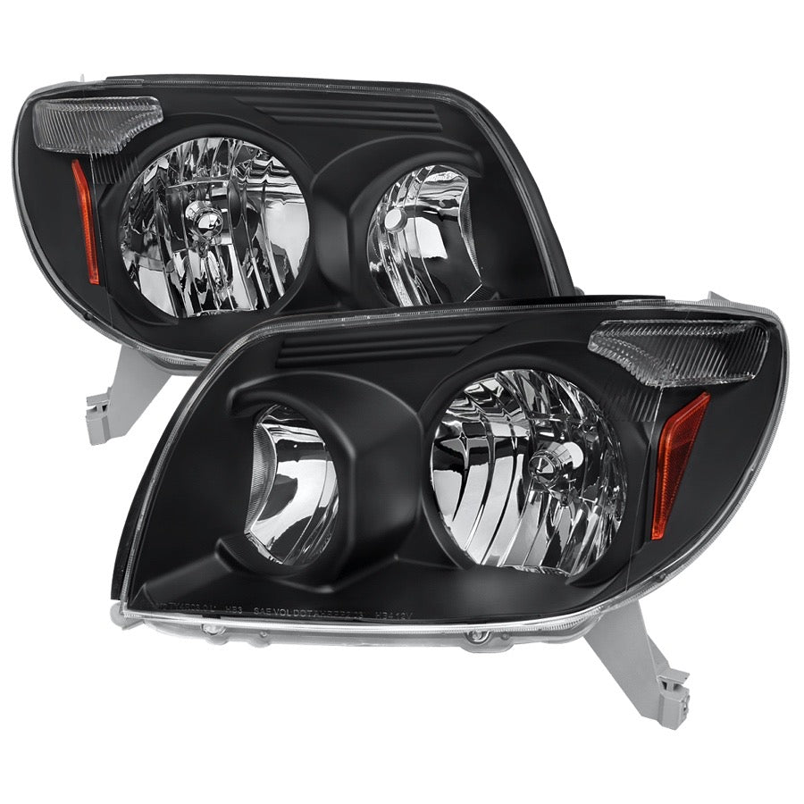 HEADLIGHTS BLACK HOUSING CLEAR LENS WITH AMBER REFLECTOR - NO BULBS INCLUDED