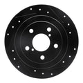 R1 90-08 Saab 9-2X Rear Right Drilled & Slotted Black Brake Rotor