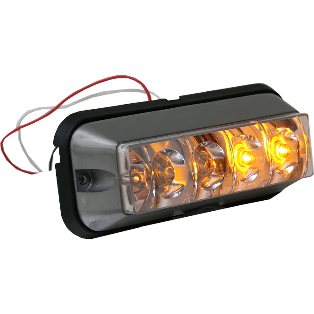 LIGHT,STROBE,4-7/8IN,4-LED,AMBER/CL