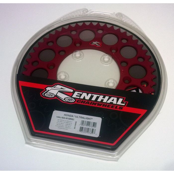 Renthal 84-24 Honda CR 125R-500R/CRF 450L/250R/450RL/RX/X Rear Grooved Sprocket - Red 520-51P Teeth