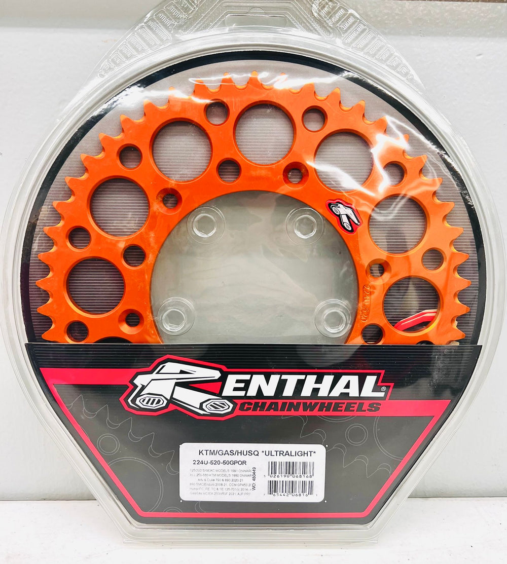 Renthal 2021 KTM 250 EXC Rear Grooved Sprocket - Orange 520-50P Teeth