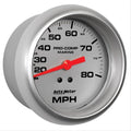 GAUGE SPEEDOMETER 3 3/8IN 80MPH MECHANICAL MARINE SILVER
