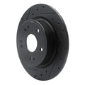 R1 2016-2025 Honda Accord Sedan Rear Left Drilled & Slotted Black Brake Rotor