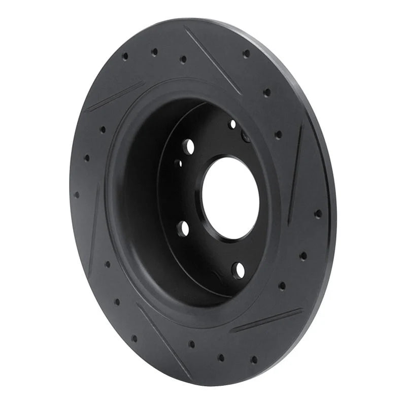 R1 2016-2025 Honda Accord Sedan Rear Left Drilled & Slotted Black Brake Rotor