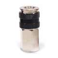 1/4IN NPT(F)AUTOMATIC COUPLERSTEEL/NICKEL PLATED W/BLACK SLEEVE & ETCHED VIAIR LOGO10PC