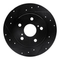 R1 11-16 Scion TC Rear Left Drilled & Slotted Black Brake Rotor