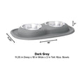 WeatherTech Pet Feeding System Double Low 16oz 2in. Stainless Bowl - Dark Grey