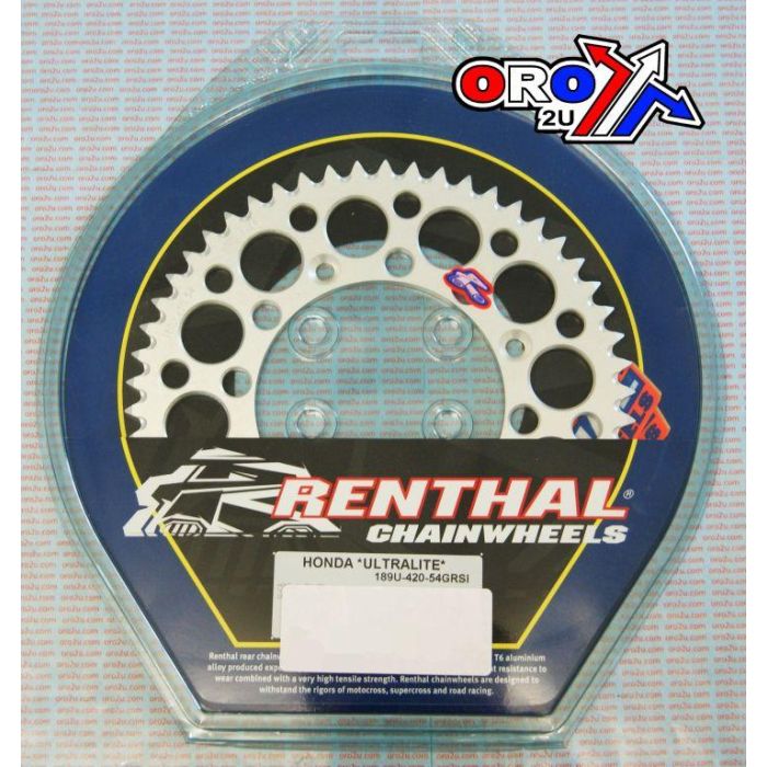 Renthal 96-02 Honda CR80RB Rear Grooved Sprocket - Silver 420-54P Teeth